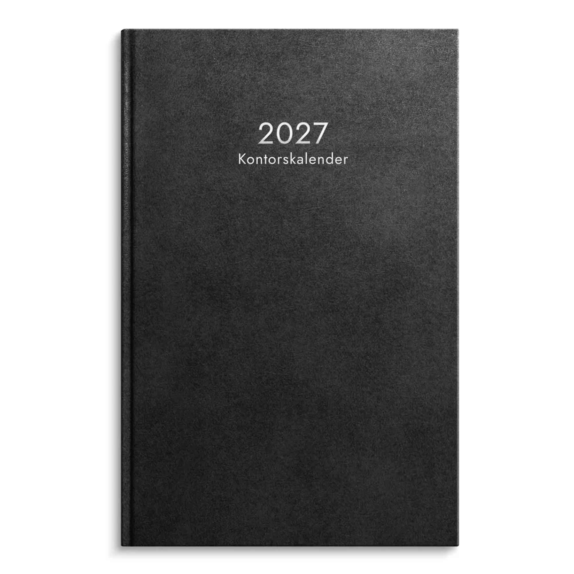 Kontorskalender svart konstläder 2027 Kontorskalender svart konstläder 2027